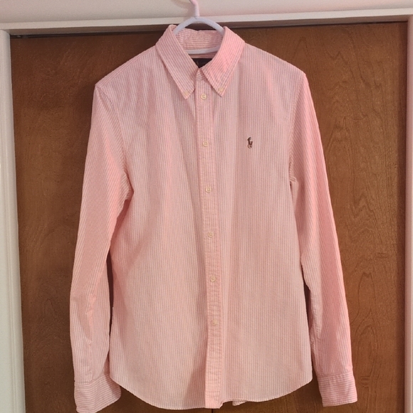 🩷 Ralph Lauren Pastel Pink Stripe Button Down Shirt - Picture 2 of 6